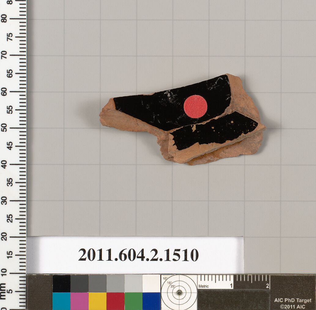 Terracotta fragment of a skyphos (deep drinking cup), Terracotta, Greek, Attic