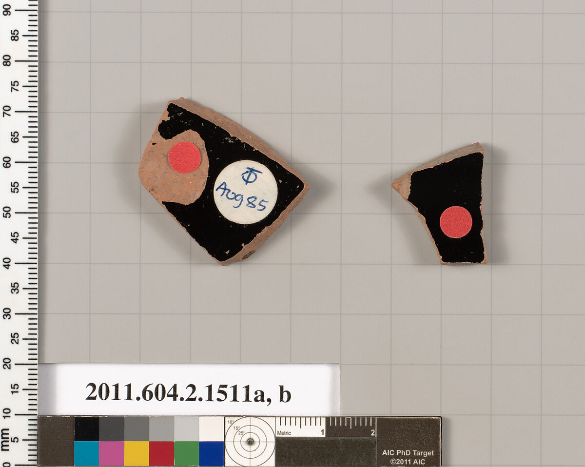 Terracotta fragments of skyphoi (deep drinking cups), Terracotta, Greek, Attic