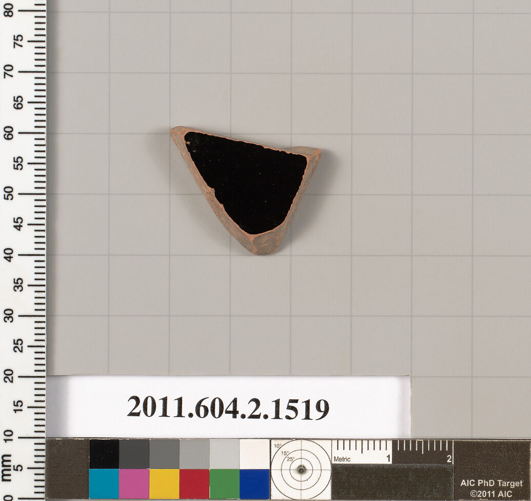 Terracotta fragment of a skyphos (deep drinking cup), Terracotta, Greek, Attic