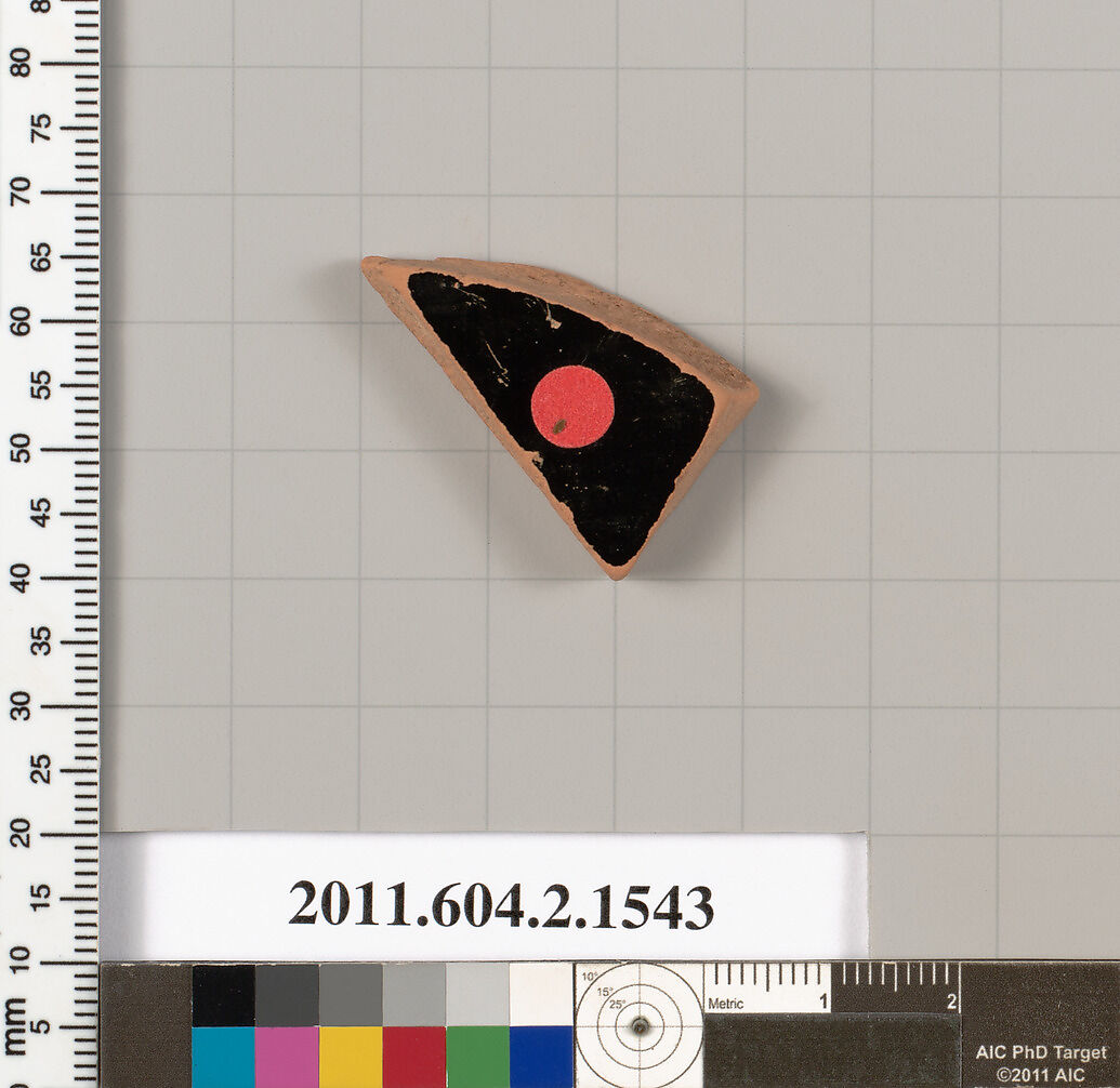 Terracotta fragment of a skyphos (deep drinking cup), Terracotta, Greek, Attic