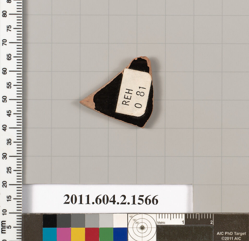 Terracotta fragment of a skyphos (deep drinking cup), Terracotta, Greek, Attic