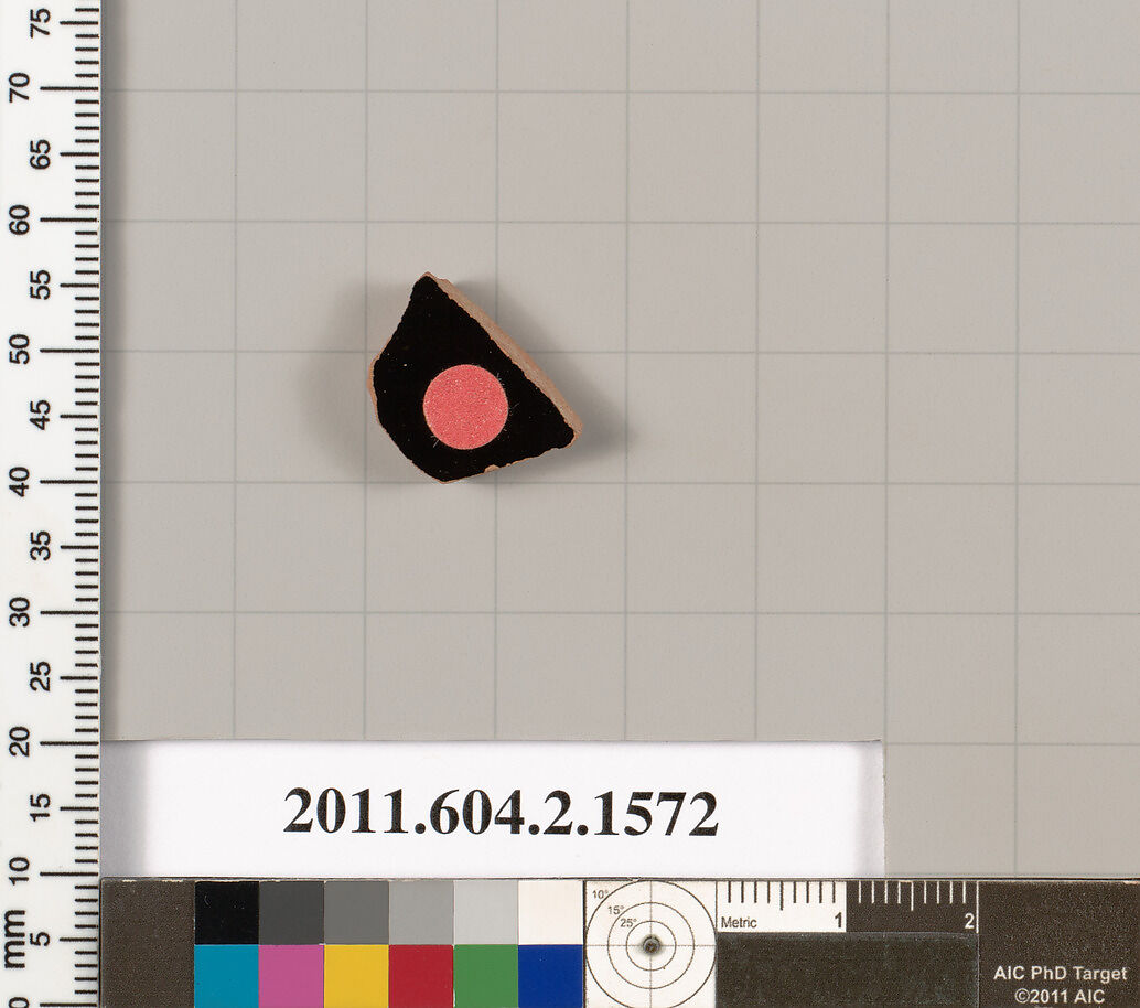 Terracotta fragment of a skyphos (deep drinking cup), Terracotta, Greek, Attic