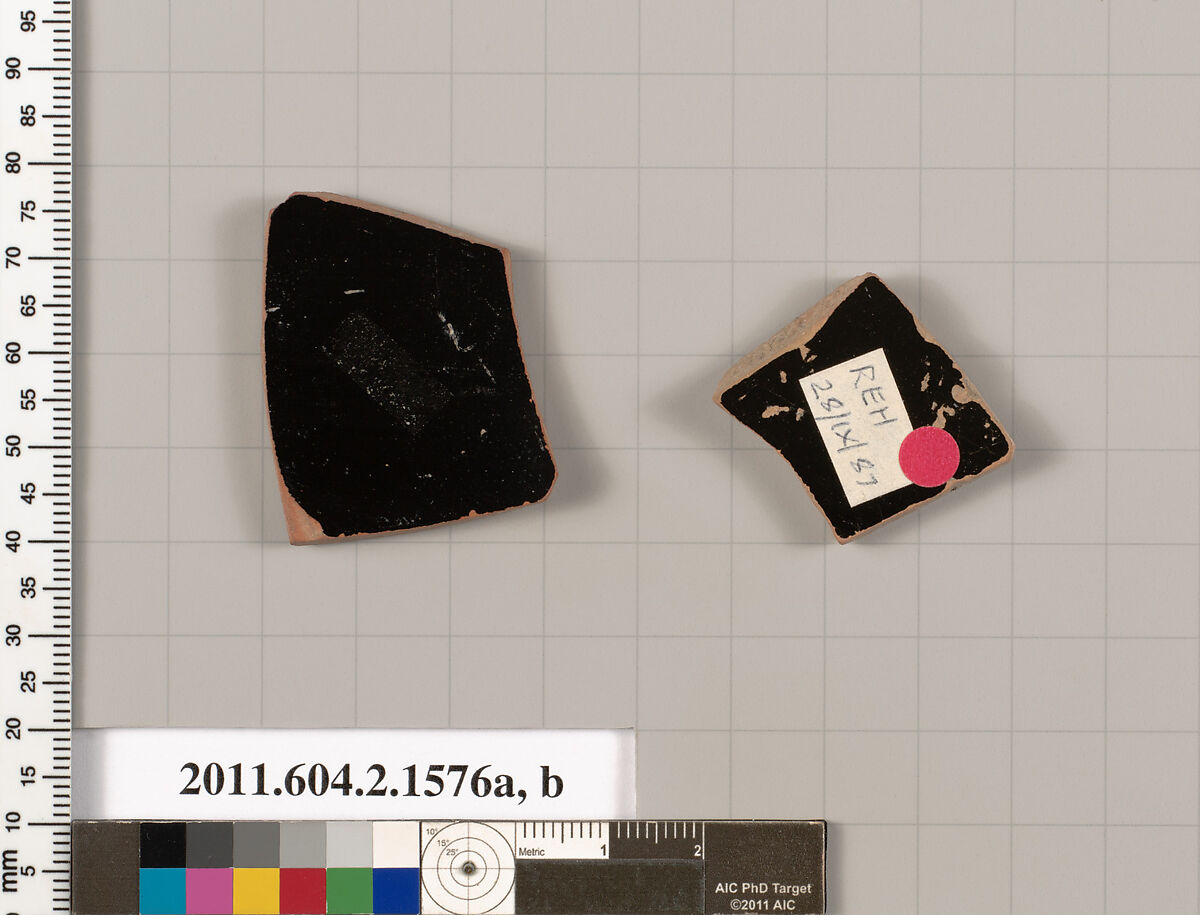 Terracotta fragments of skyphoi (deep drinking cups), Terracotta, Greek, Attic