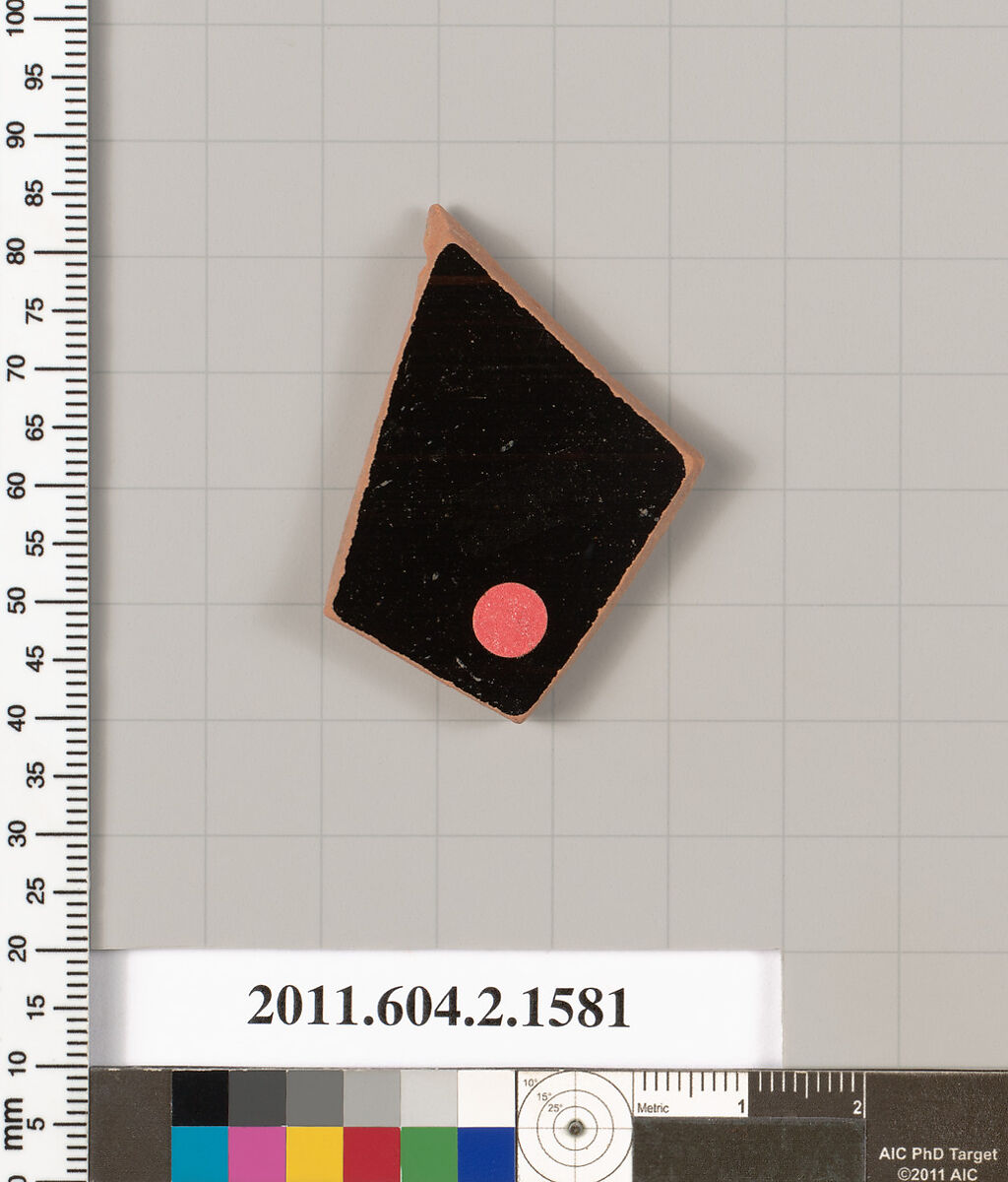 Terracotta fragment of a skyphos (deep drinking cup), Terracotta, Greek, Attic