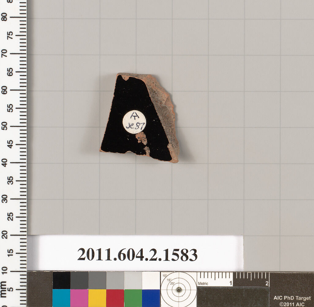 Terracotta fragment of a skyphos (deep drinking cup), Terracotta, Greek, Attic