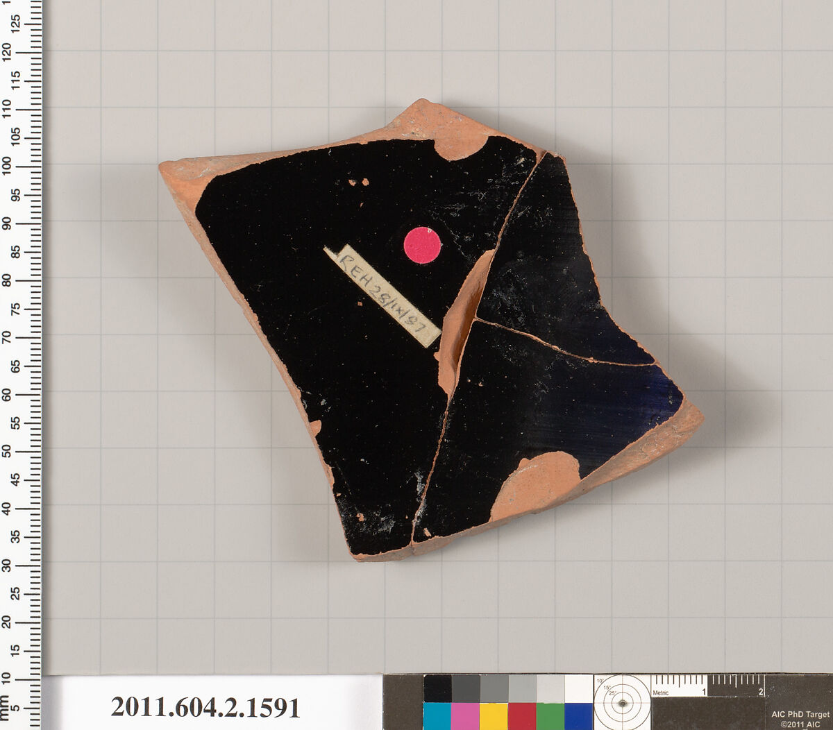 Terracotta fragment of a skyphos (deep drinking cup), Terracotta, Greek, Attic