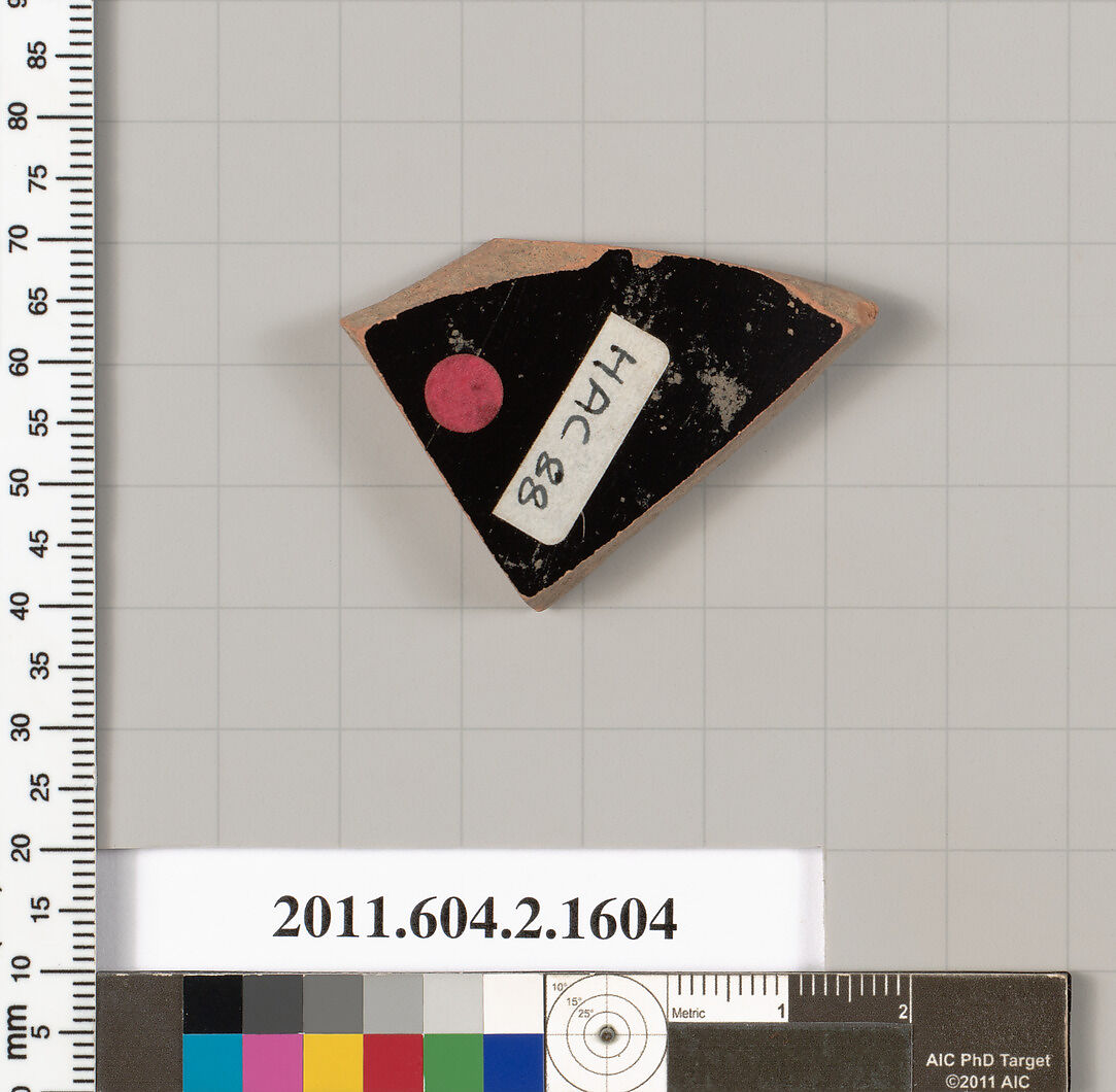 Terracotta fragment of a skyphos (deep drinking cup), Terracotta, Greek, Attic