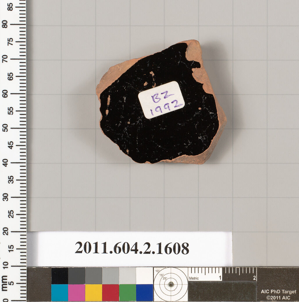 Terracotta fragment of a skyphos (deep drinking cup), Terracotta, Greek, Attic