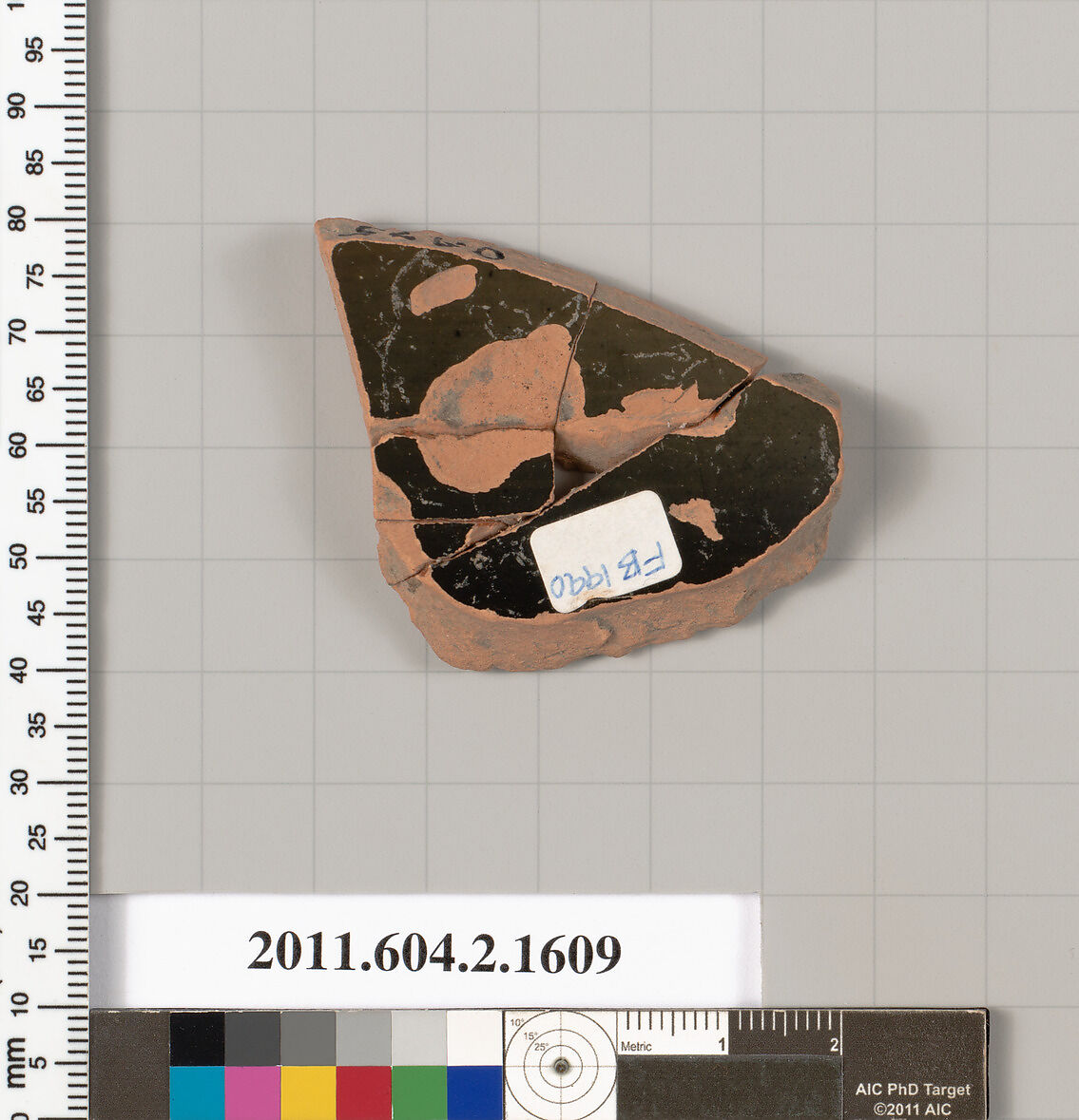 Terracotta fragment of a skyphos (deep drinking cup), Terracotta, Greek, Attic