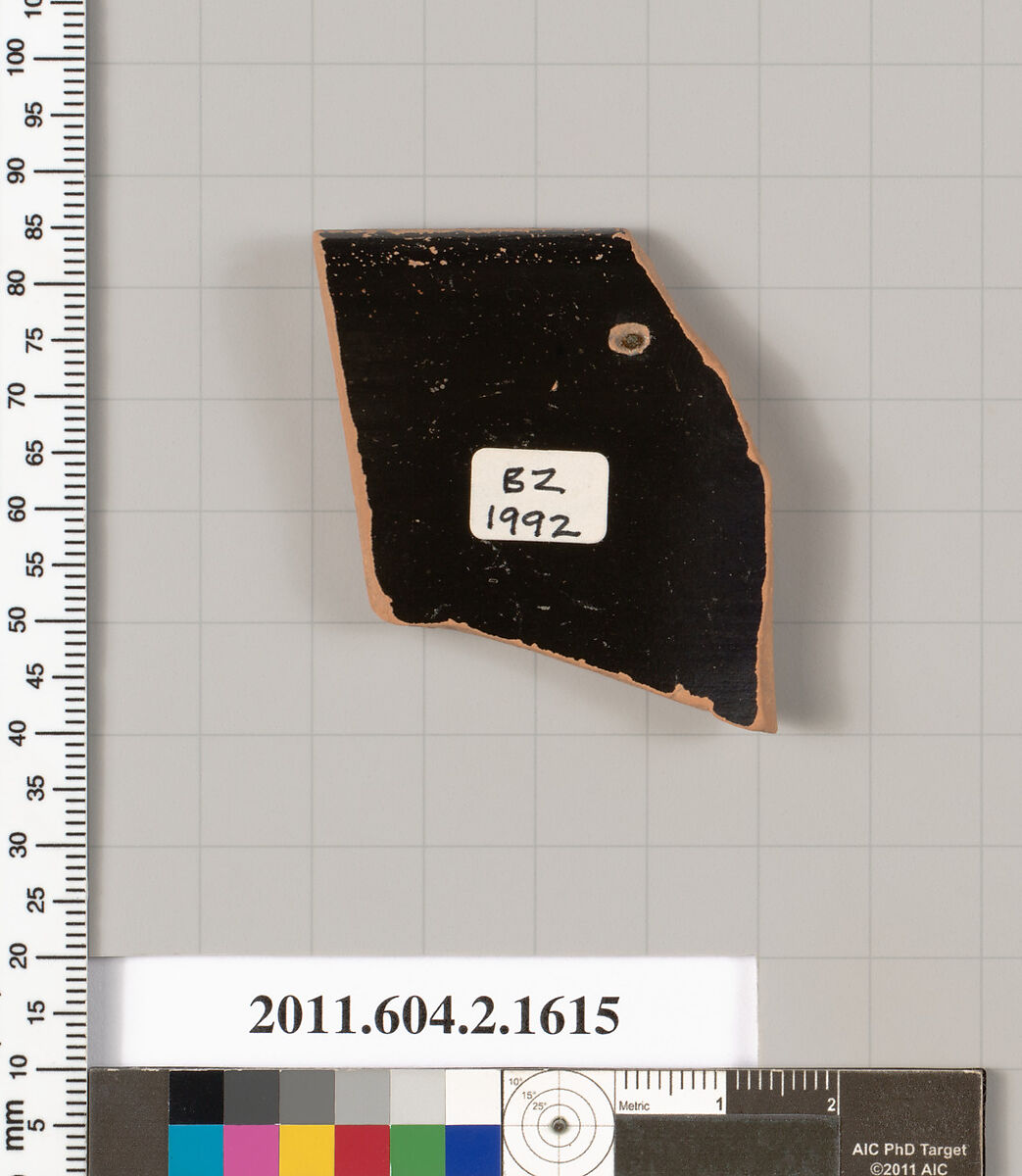 Terracotta rim fragment of a skyphos (deep drinking cup), Terracotta, Greek, Attic