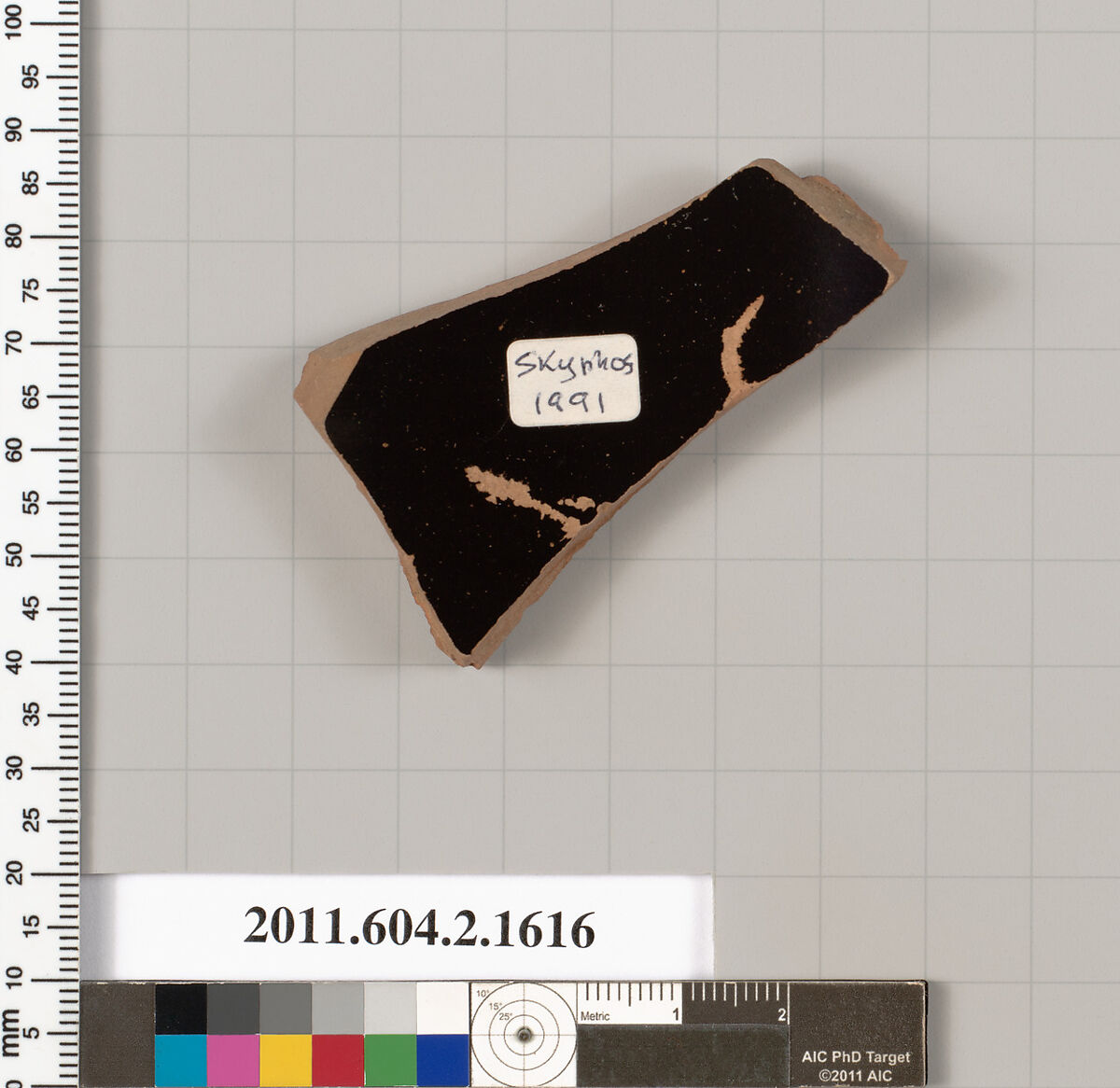 Terracotta fragment of a skyphos (deep drinking cup), Terracotta, Greek, Attic