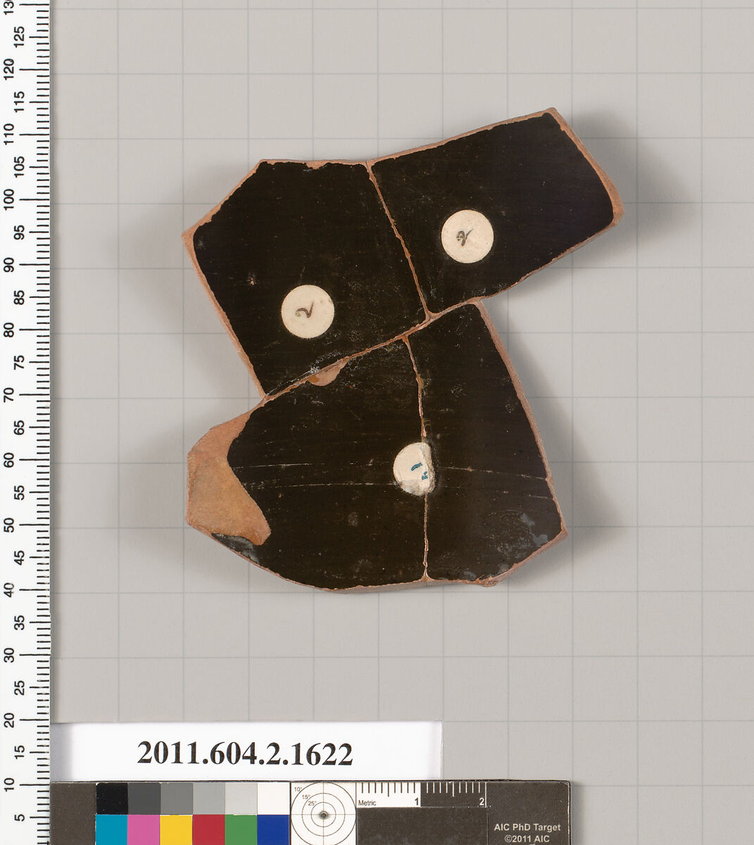 Terracotta fragment of a skyphos (deep drinking cup), Terracotta, Greek, Attic
