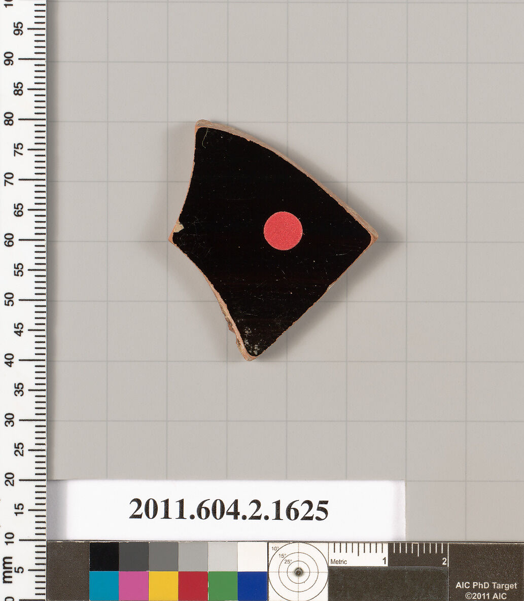 Terracotta fragment of a skyphos (deep drinking cup), Terracotta, Greek, Attic