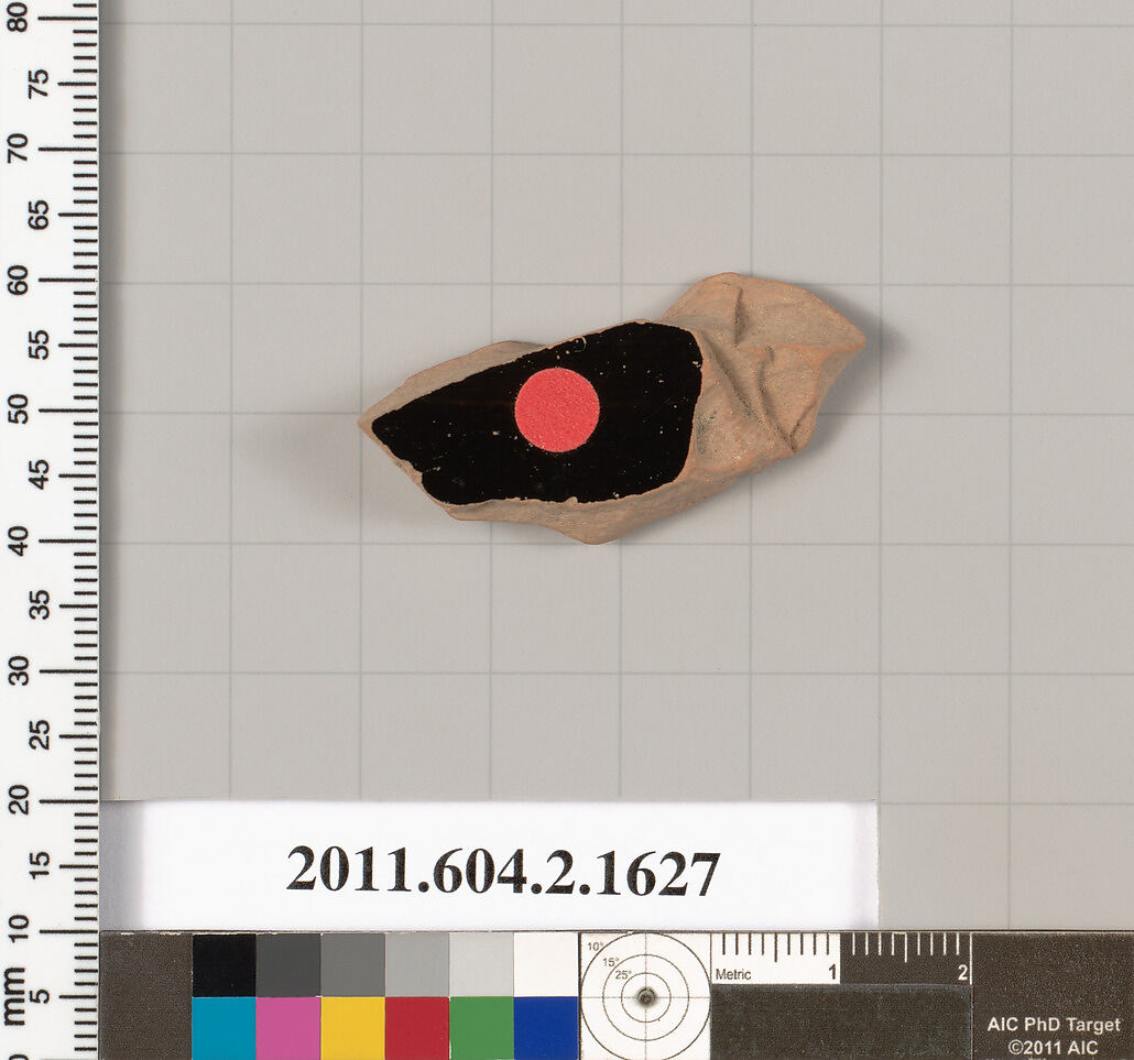 Terracotta fragment of a skyphos (deep drinking cup), Terracotta, Greek, Attic