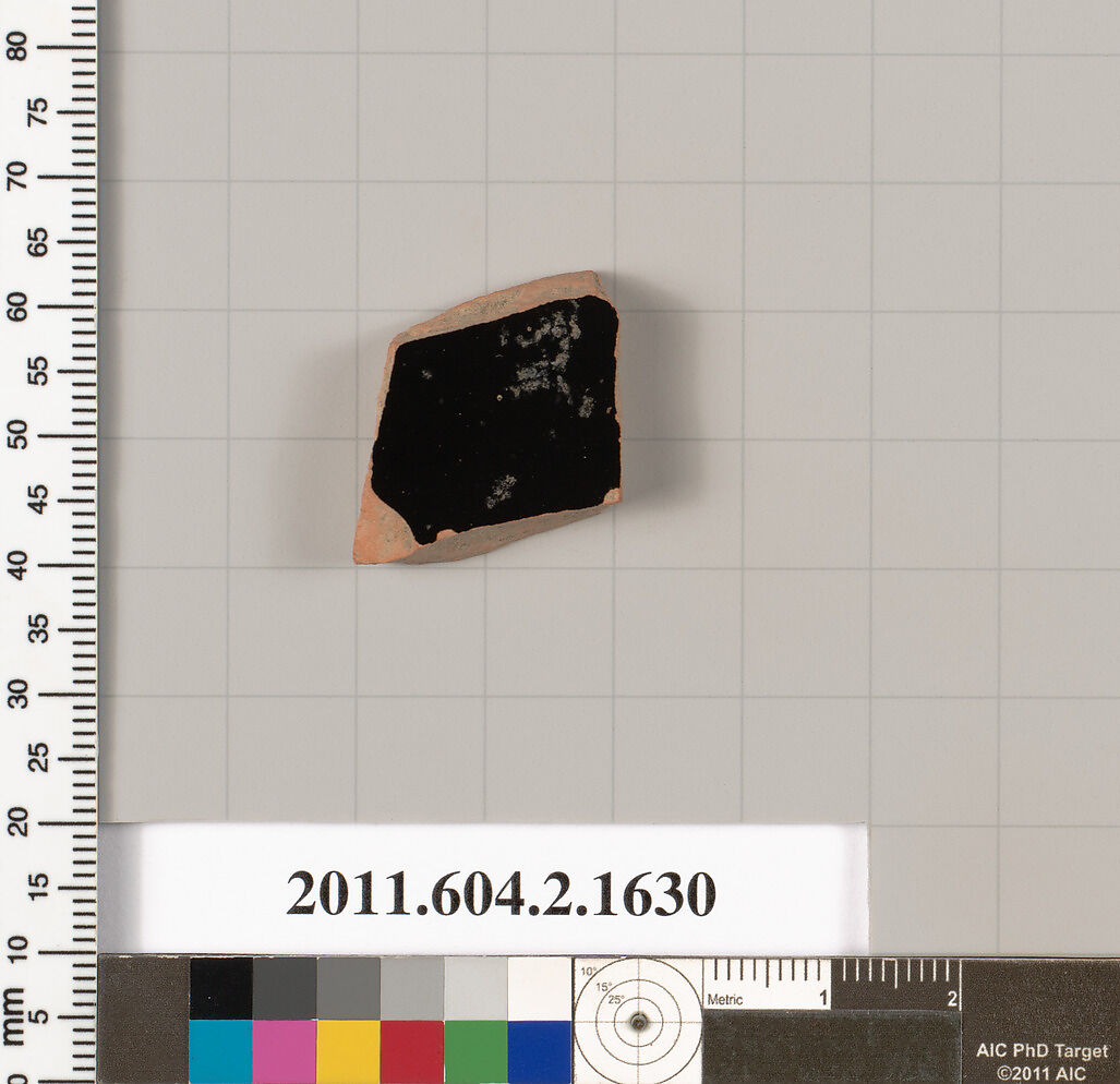 Terracotta fragment of a skyphos (deep drinking cup), Terracotta, Greek, Attic
