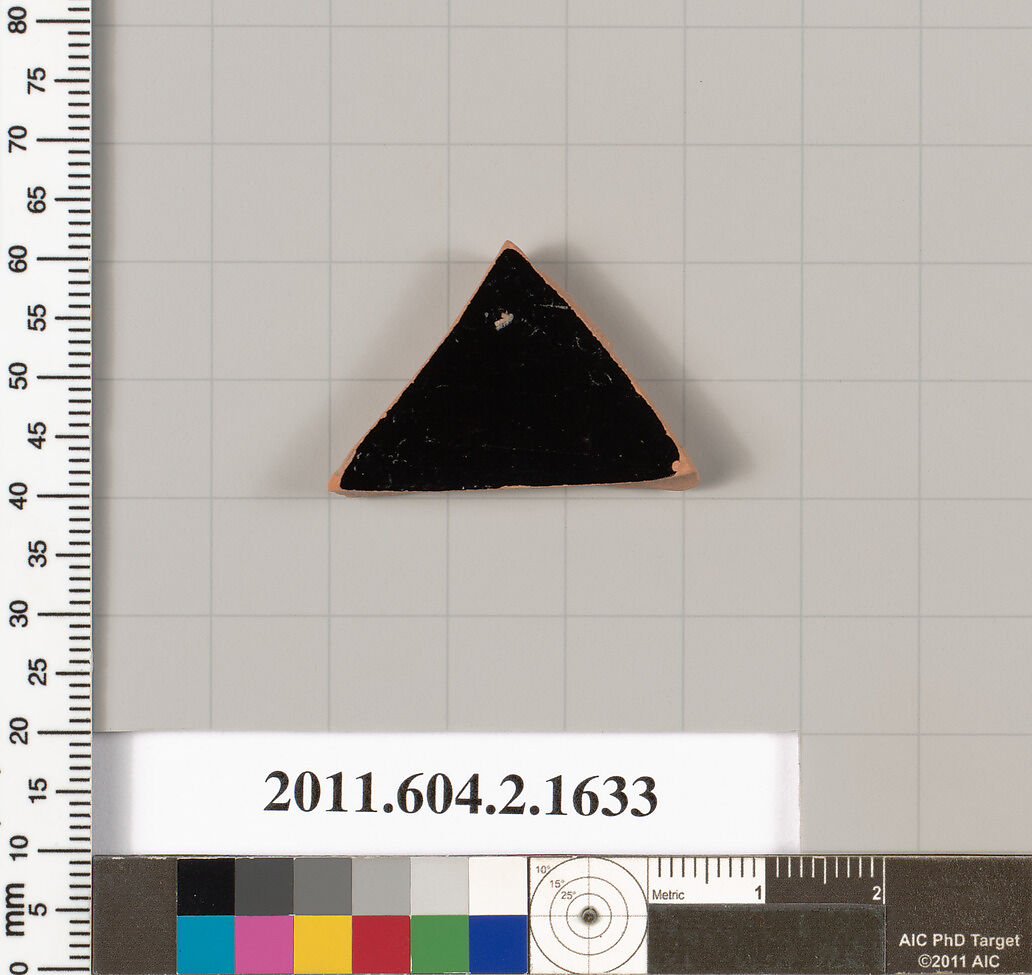 Terracotta fragment of a skyphos (deep drinking cup), Terracotta, Greek, Attic