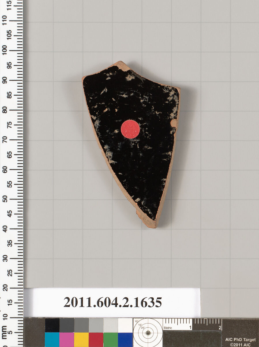 Terracotta fragment of a skyphos (deep drinking cup), Terracotta, Greek, Attic