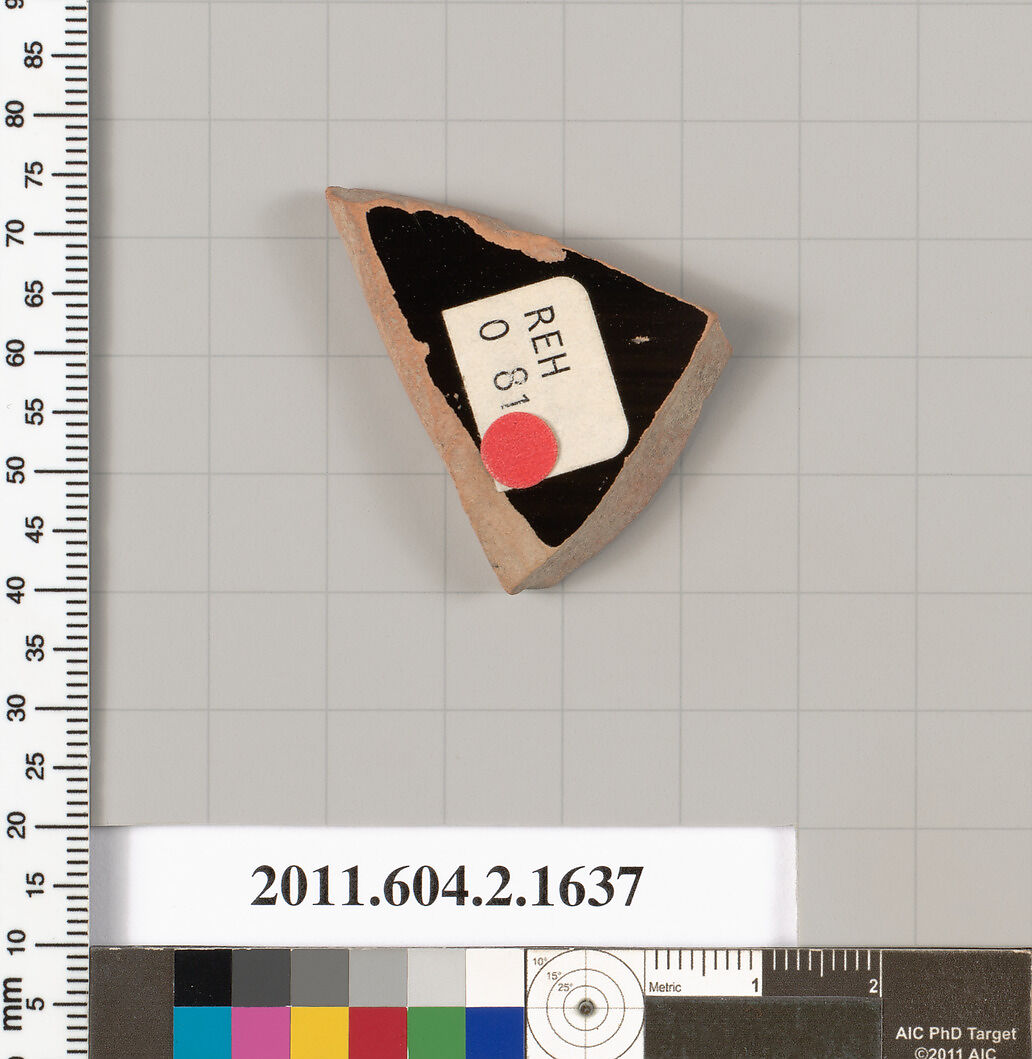 Terracotta fragment of a skyphos (deep drinking cup), Terracotta, Greek, Attic