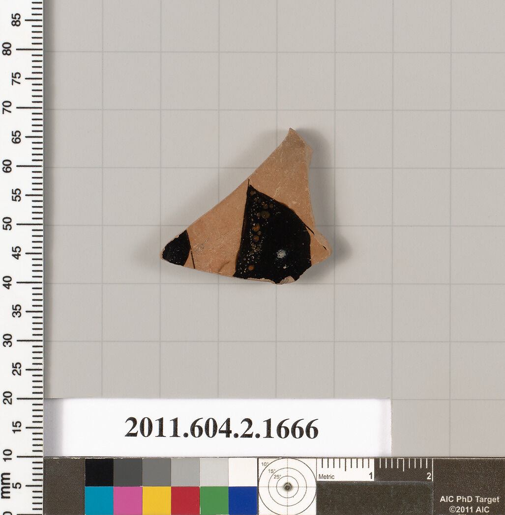 Terracotta fragment of a skyphos (deep drinking cup), Terracotta, Greek, Attic 