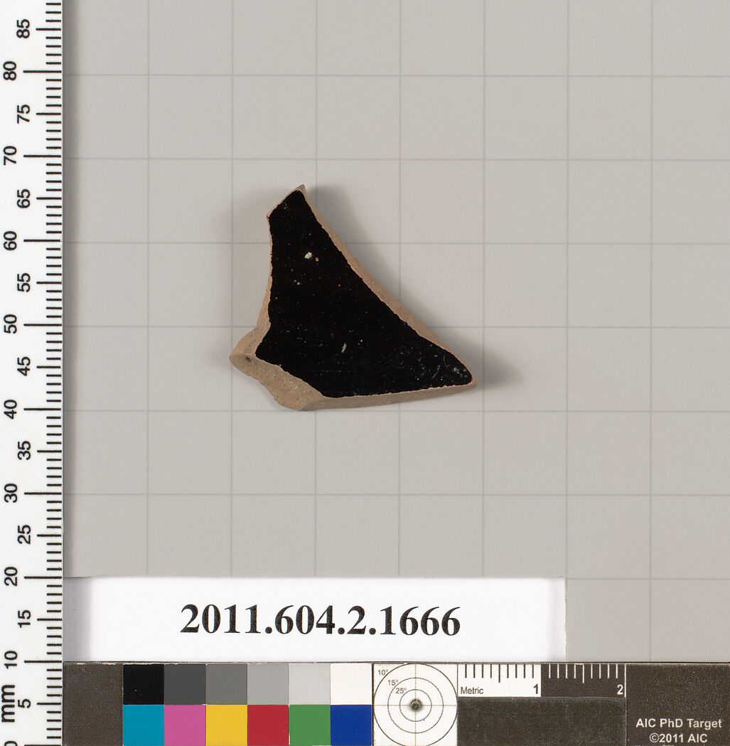Terracotta fragment of a skyphos (deep drinking cup), Terracotta, Greek, Attic