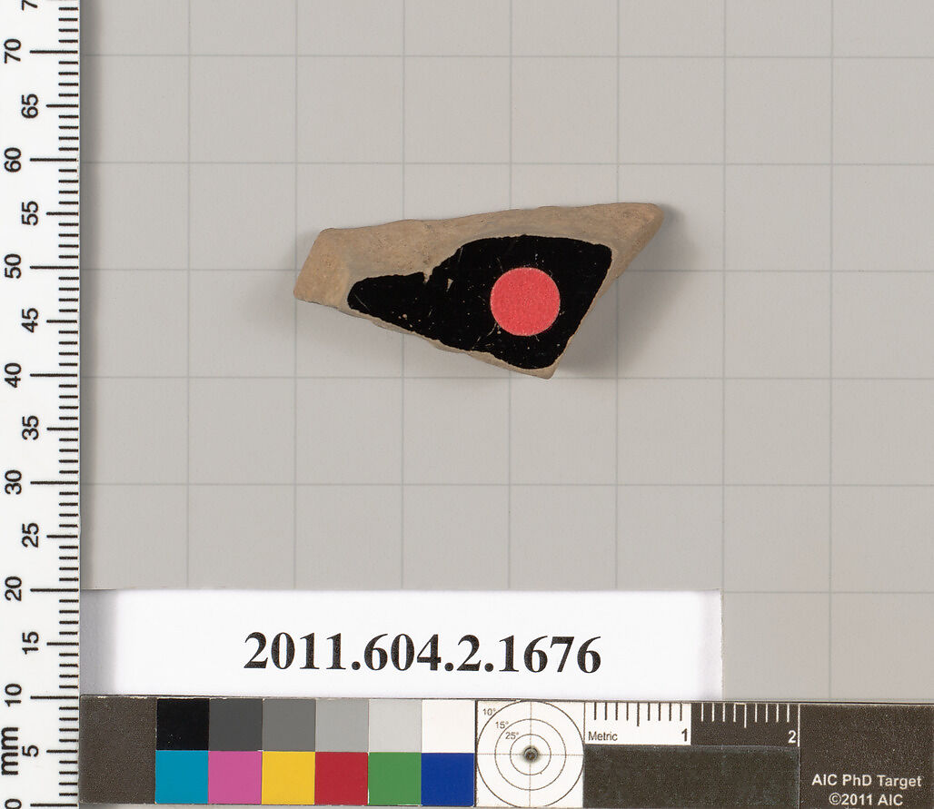 Terracotta fragment of a skyphos (deep drinking cup), Terracotta, Greek, Attic