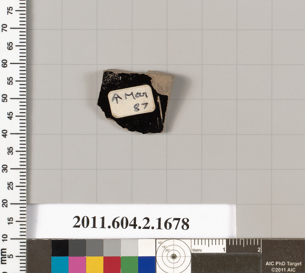 Terracotta fragment of a skyphos (deep drinking cup), Terracotta, Greek, Attic
