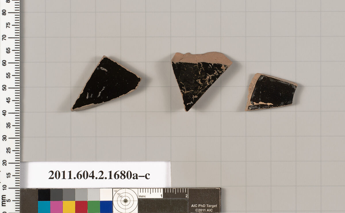 Terracotta fragments of skyphoi (deep drinking cups), Terracotta, Greek, Attic