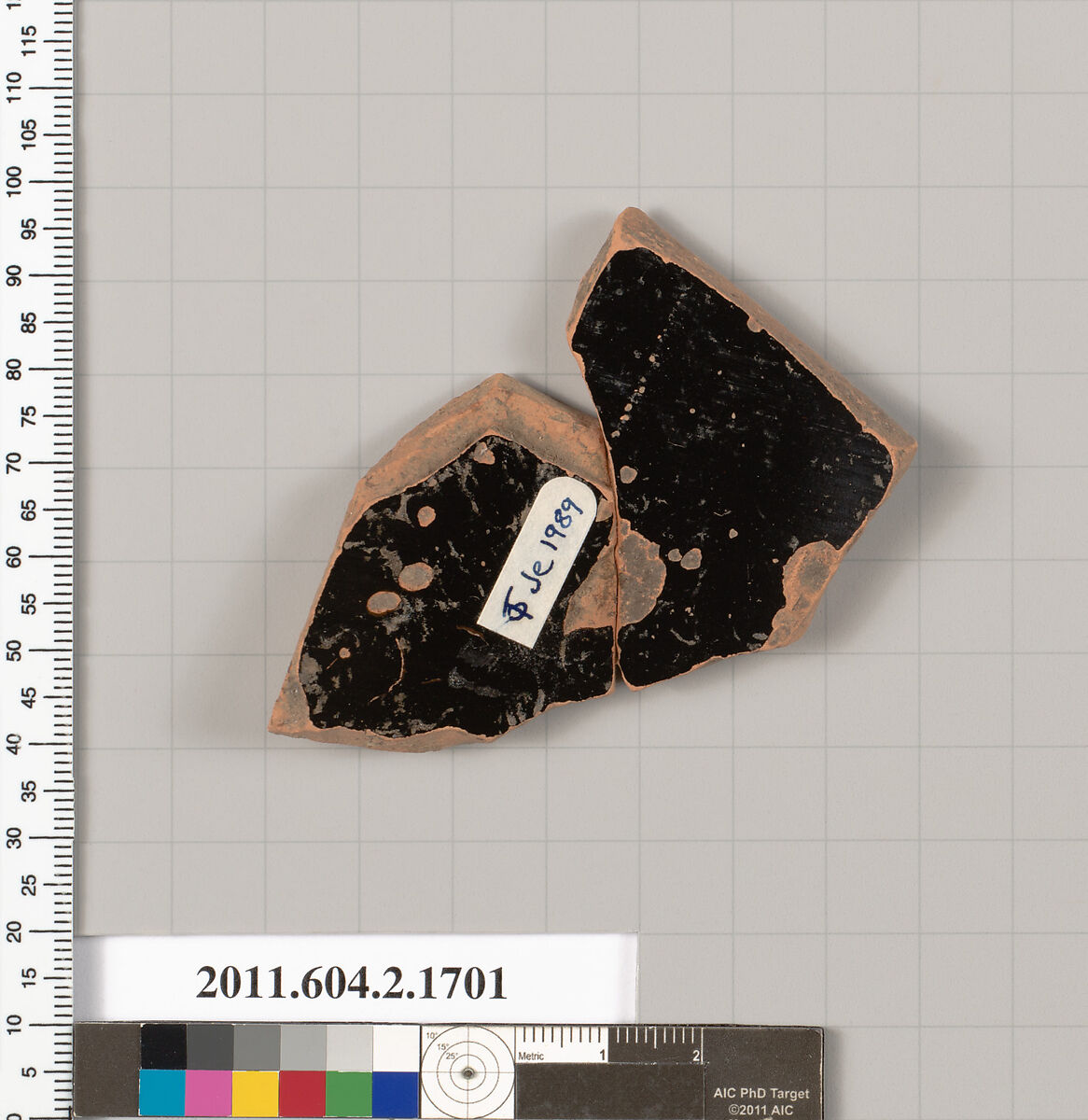 Terracotta fragment of a skyphos (deep drinking cup), Terracotta, Greek, Attic