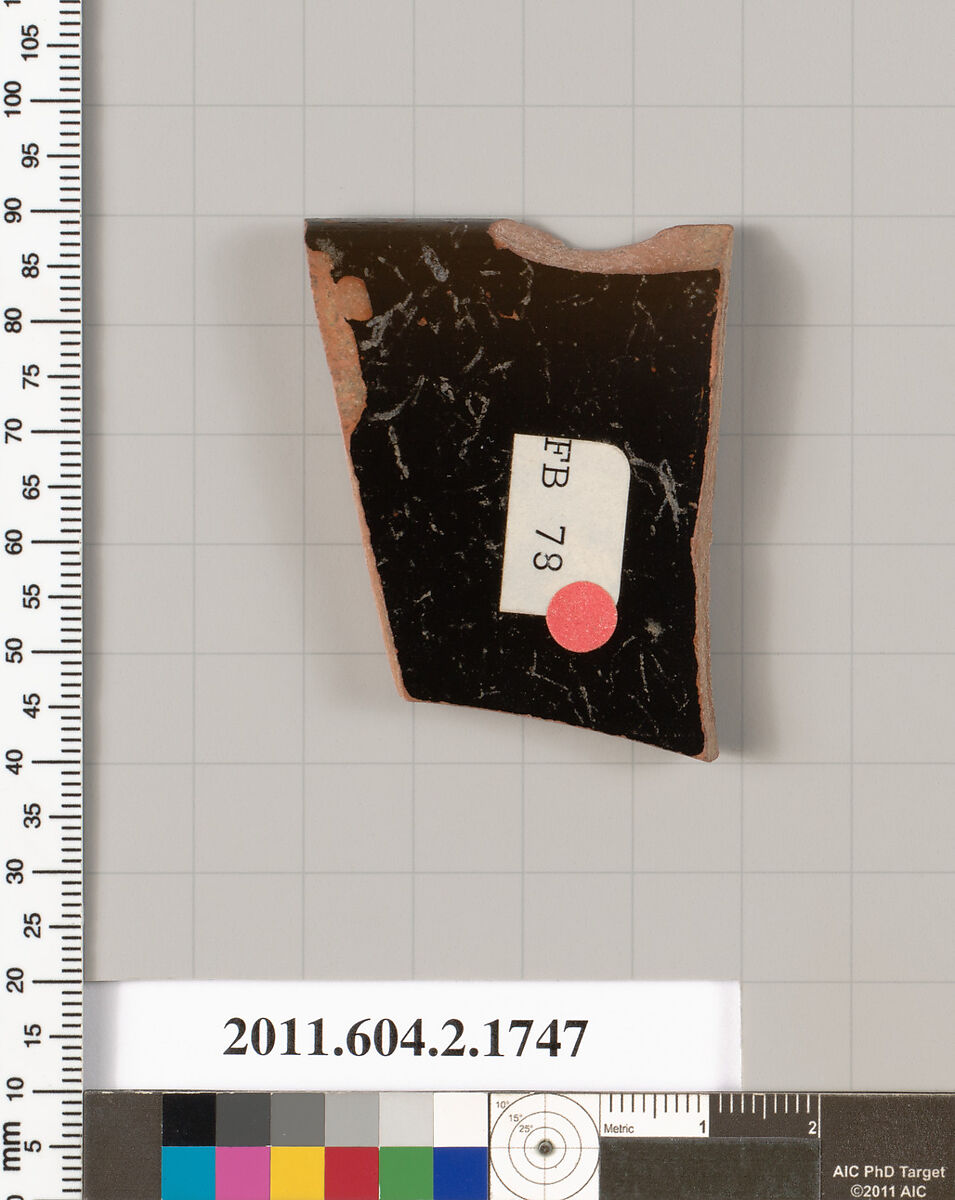 Terracotta rim fragment of a skyphos (deep drinking cup), Terracotta, Greek, Attic