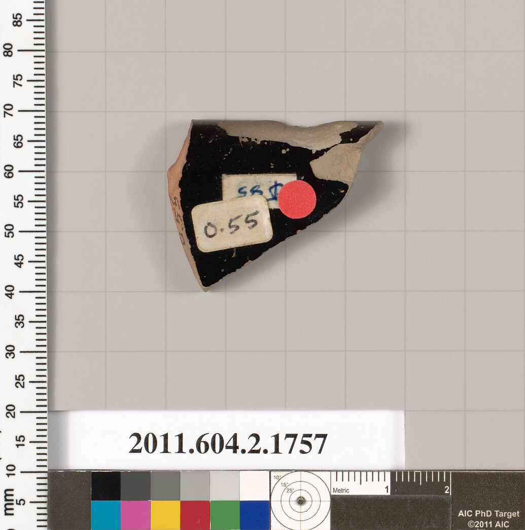Terracotta rim fragment of a skyphos (deep drinking cup), Terracotta, Greek, Attic