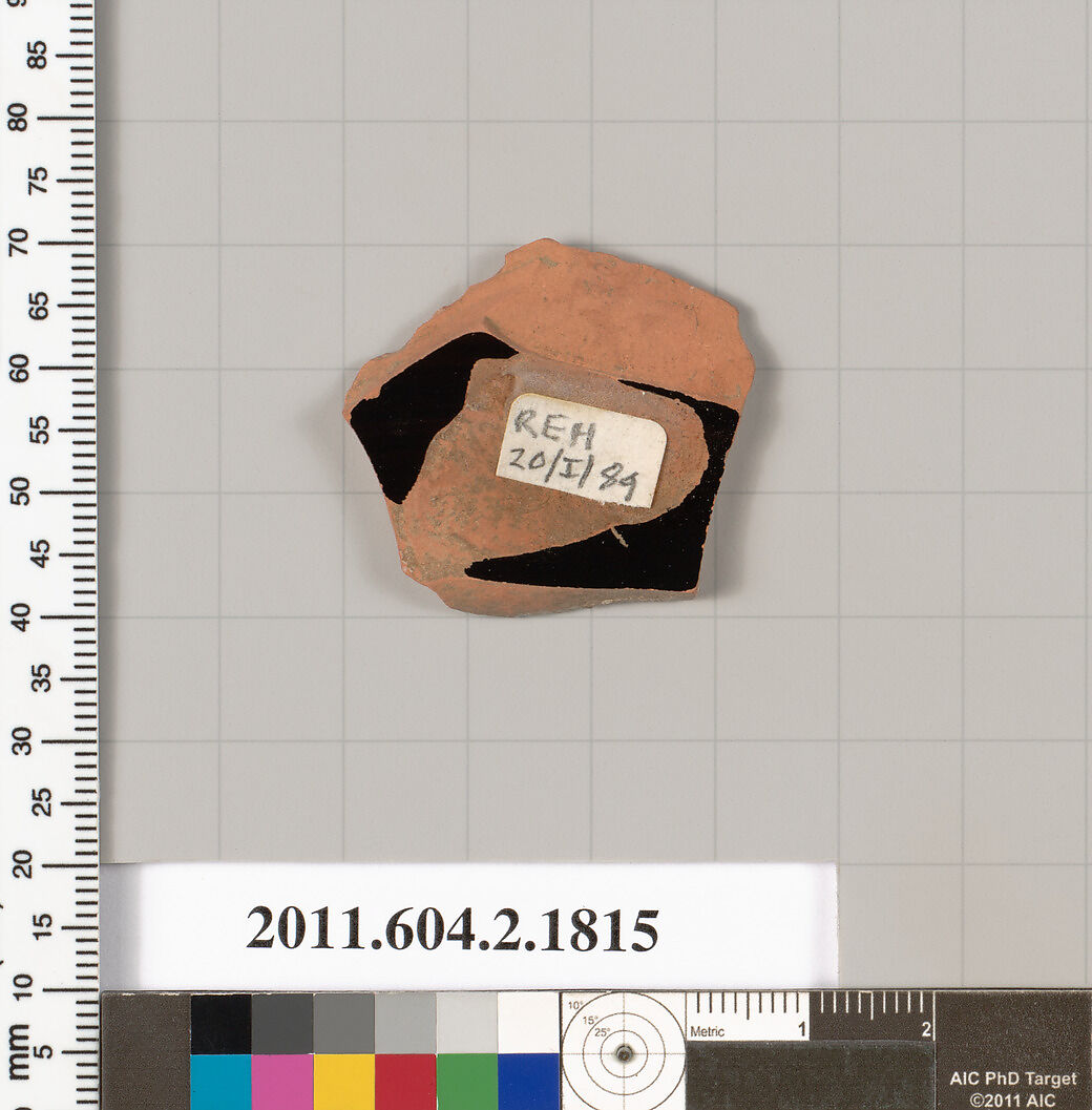 Terracotta fragment of a skyphos (deep drinking cup), Terracotta, Greek, Attic