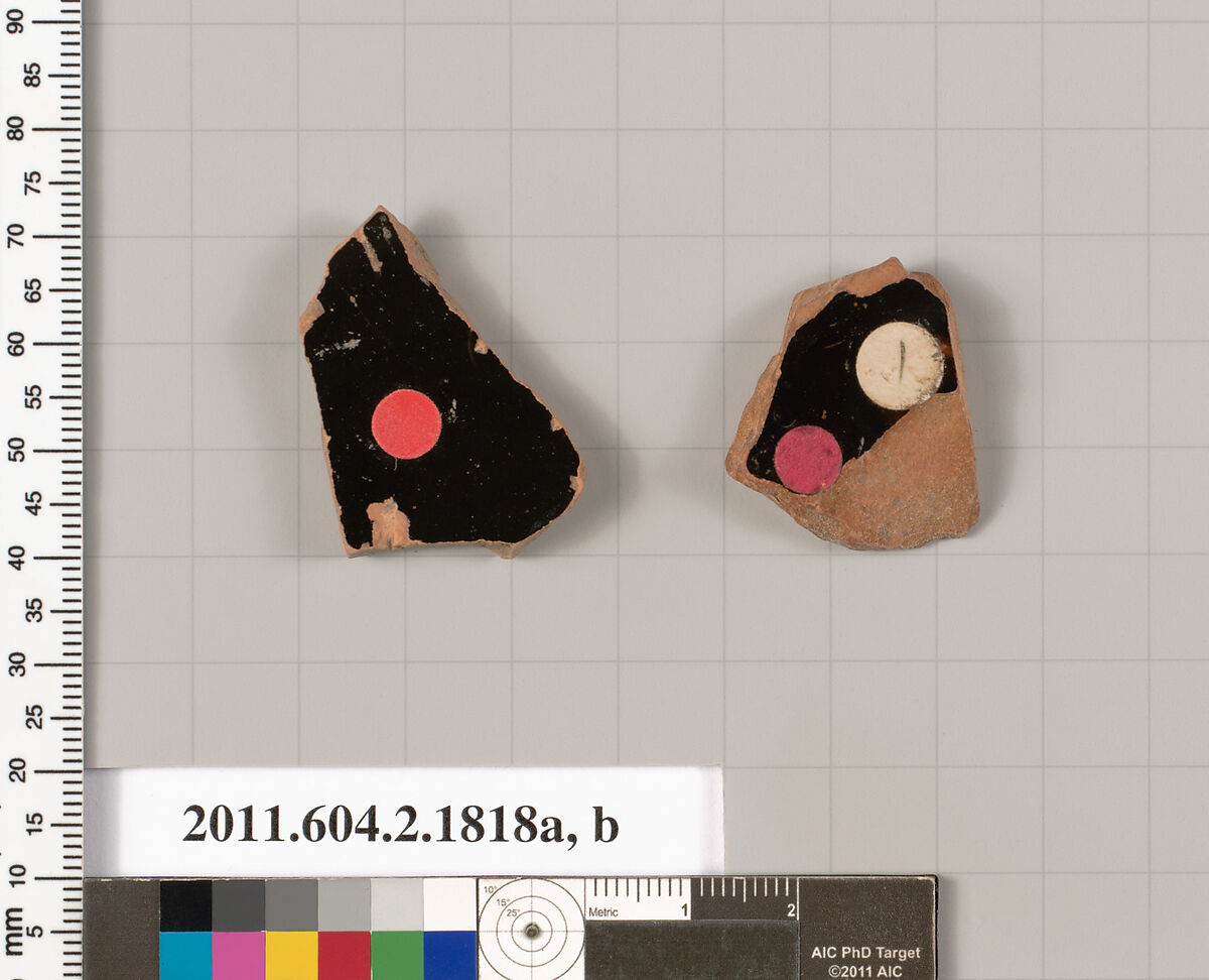 Terracotta fragments of skyphoi (deep drinking cups), Terracotta, Greek, Attic