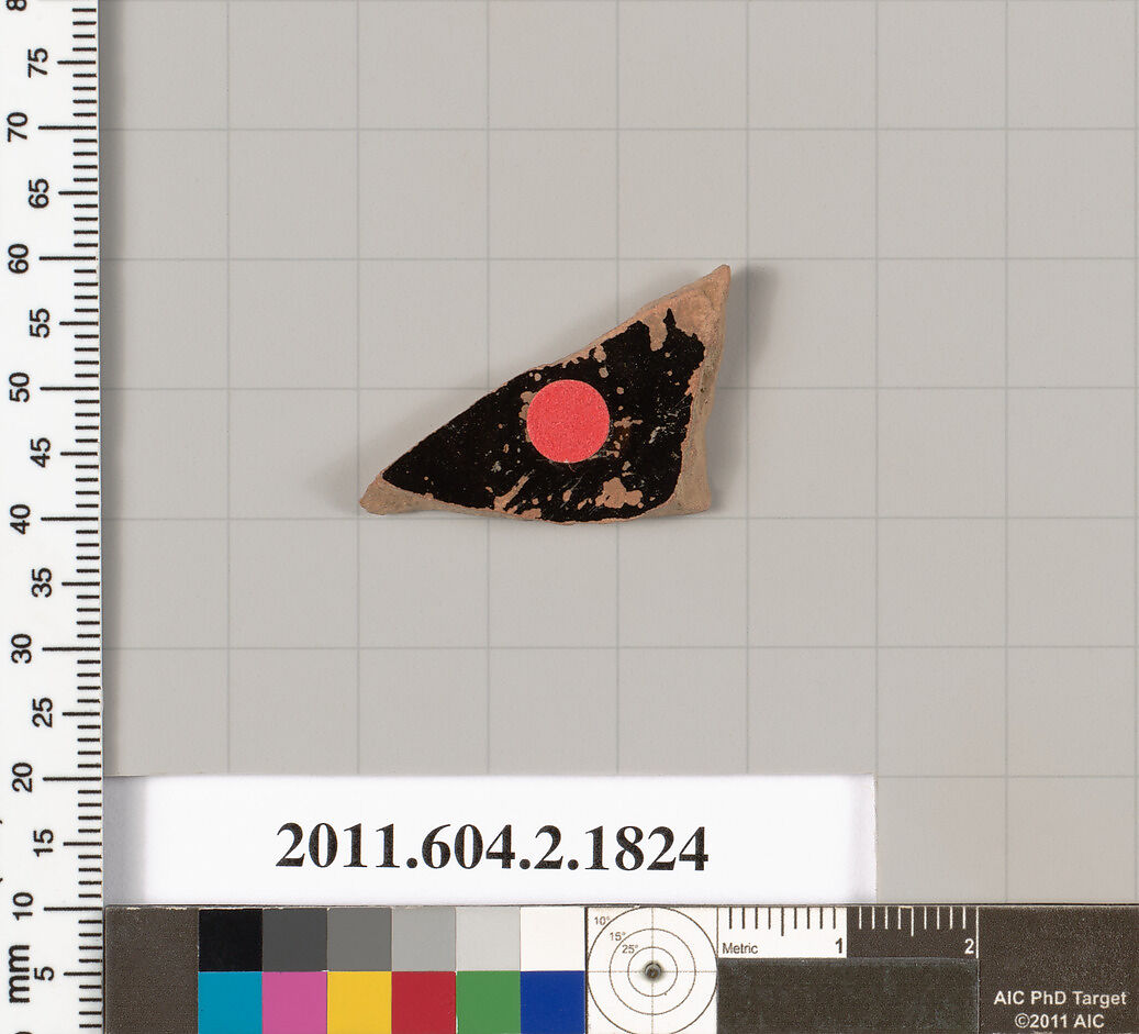 Terracotta fragment of a skyphos (deep drinking cup), Terracotta, Greek, Attic