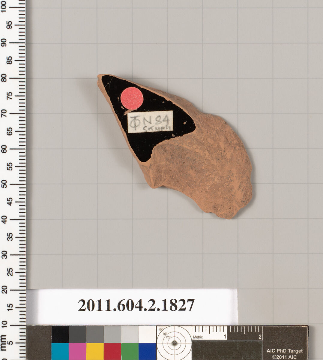 Terracotta fragment of a skyphos (deep drinking cup), Terracotta, Greek, Attic