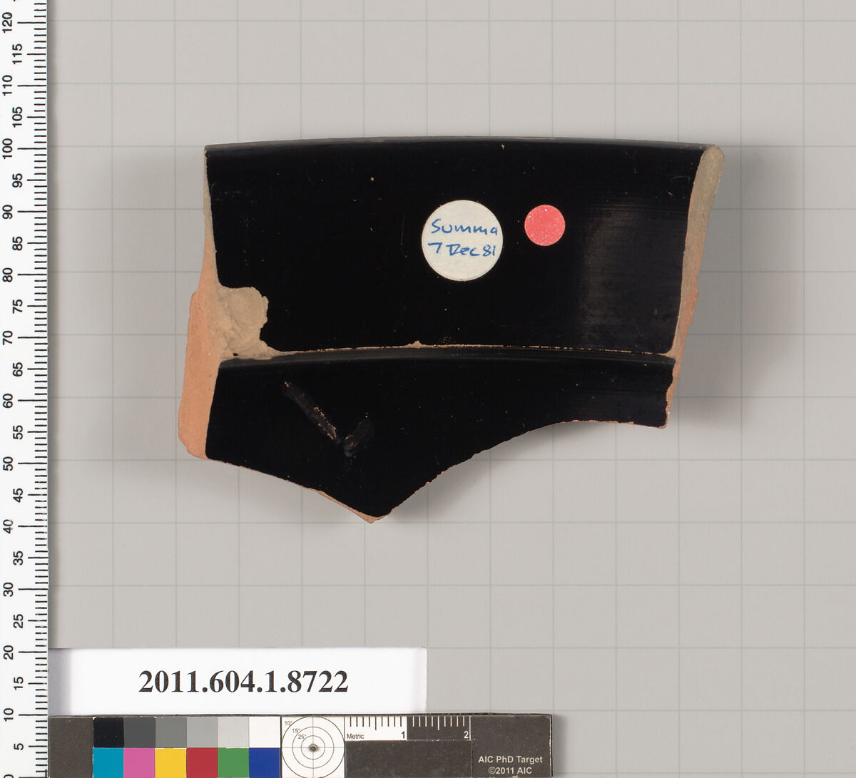 Terracotta rim fragment of a kylix (drinking cup), Terracotta, Greek, Attic