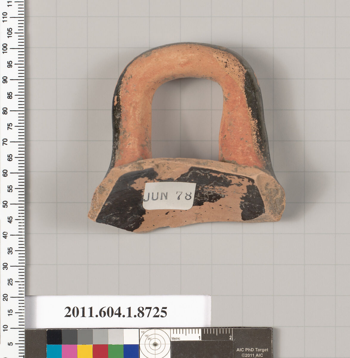 Terracotta fragment of a kylix (drinking cup), Terracotta, Greek, Attic