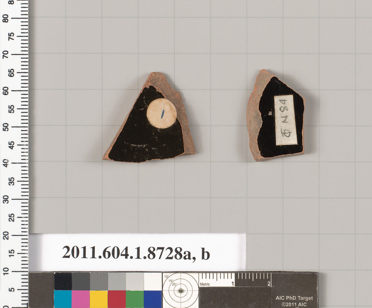 Terracotta fragments of kylikes (drinking cups)?, Terracotta, Greek, Attic