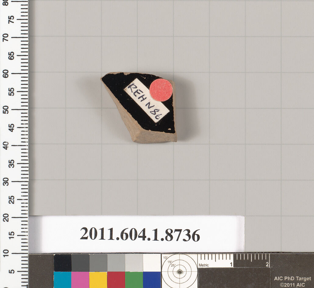 Terracotta fragment of a stemless cup, Terracotta, Greek, Attic
