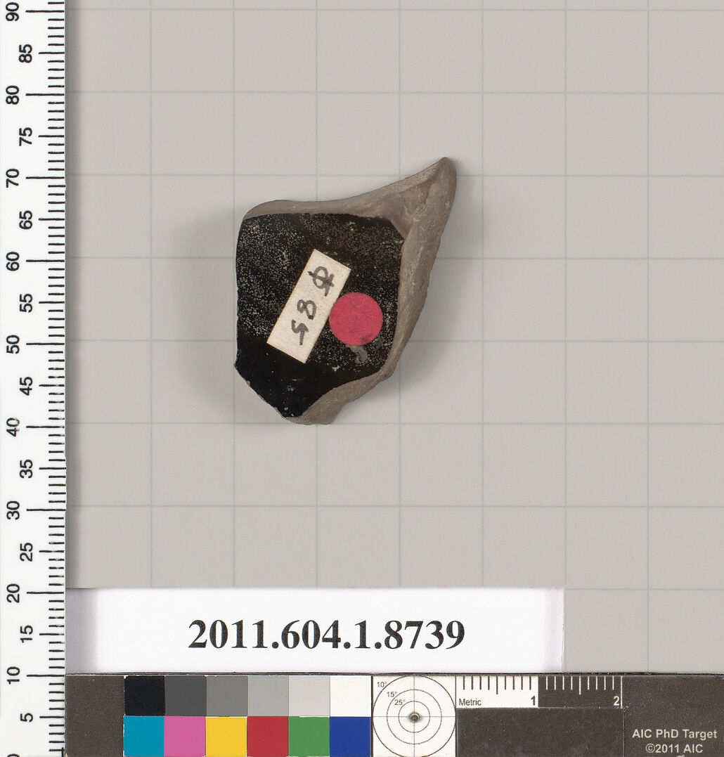 Terracotta fragment of a stemless cup, Terracotta, Greek, Attic