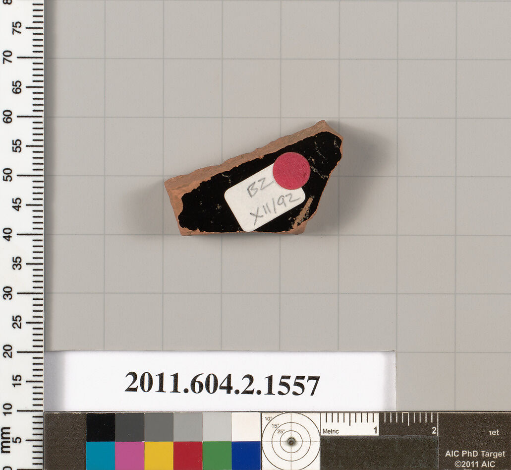 Terracotta fragment of a skyphos (deep drinking cup), Terracotta, Greek, Attic