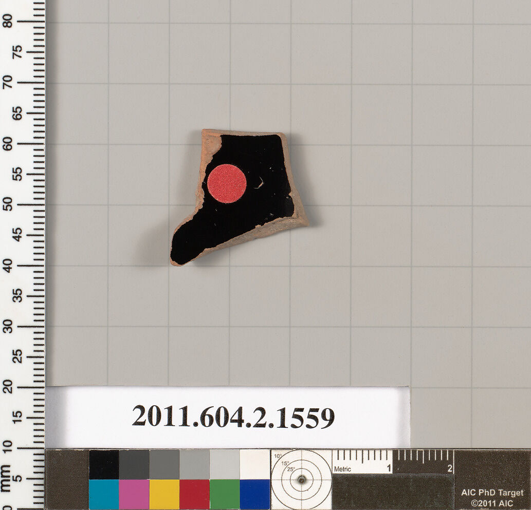 Terracotta fragment of a skyphos (deep drinking cup), Terracotta, Greek, Attic