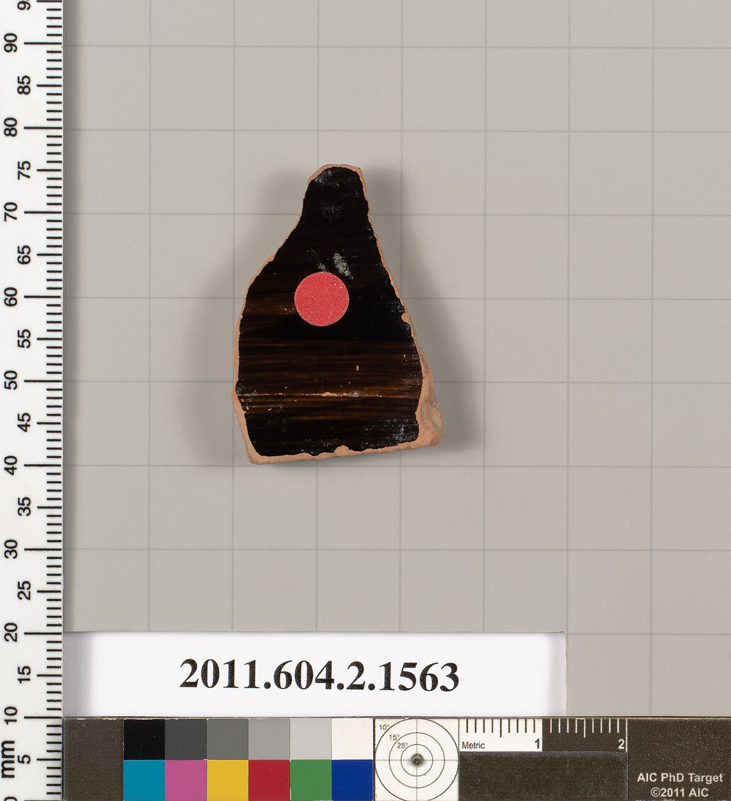 Terracotta fragment of a skyphos (deep drinking cup), Terracotta, Greek, Attic