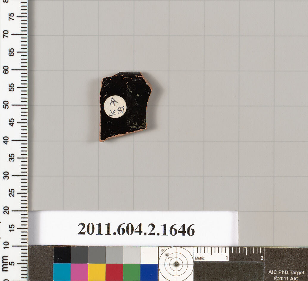 Terracotta rim fragment of a skyphos (deep drinking cup), Terracotta, Greek, Attic