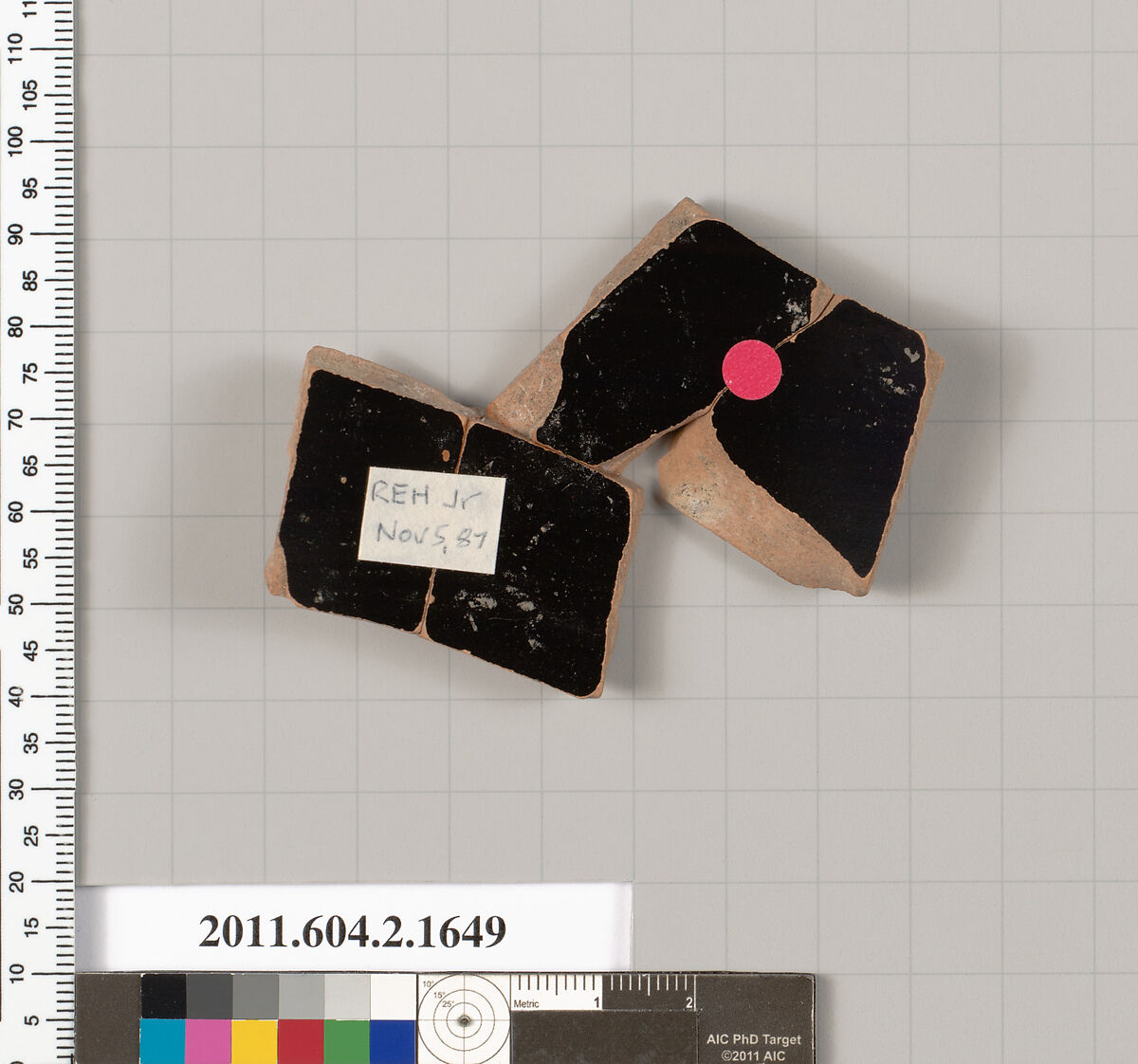 Terracotta fragment of a skyphos (deep drinking cup), Terracotta, Greek, Attic