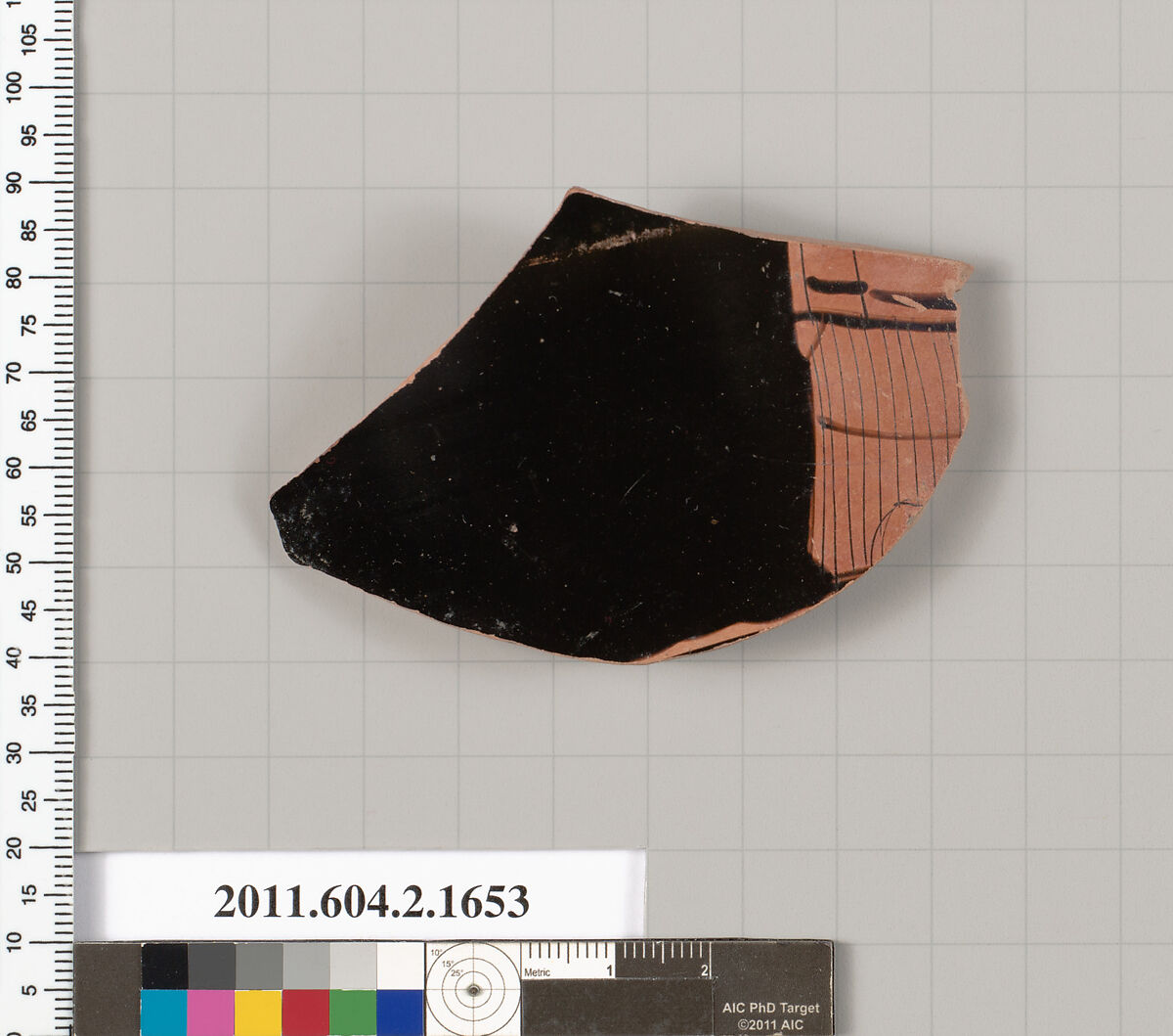 Terracotta fragment of a skyphos (deep drinking cup), Terracotta, Greek, Attic 