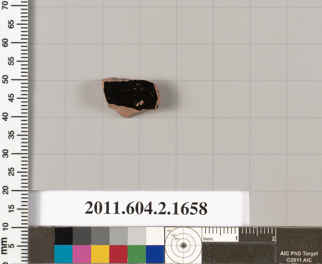 Terracotta fragment of a skyphos (deep drinking cup), Terracotta, Greek, Attic