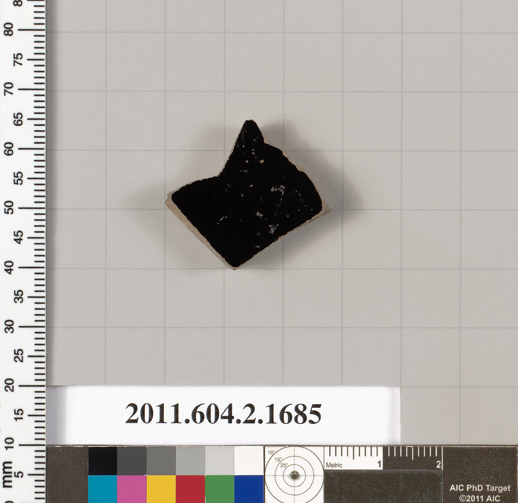 Terracotta fragment of a skyphos (deep drinking cup), Terracotta, Greek, Attic