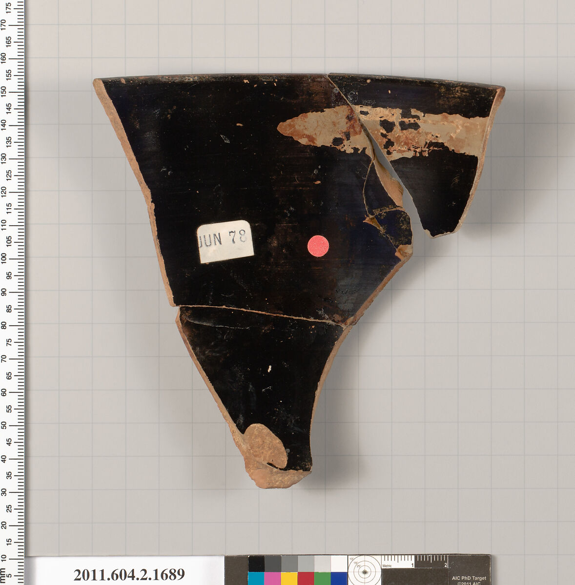 Terracotta fragment of a skyphos (deep drinking cup), Terracotta, Greek, Attic