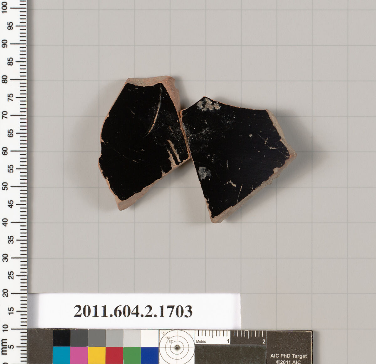 Terracotta fragment of a skyphos (deep drinking cup), Terracotta, Greek, Attic