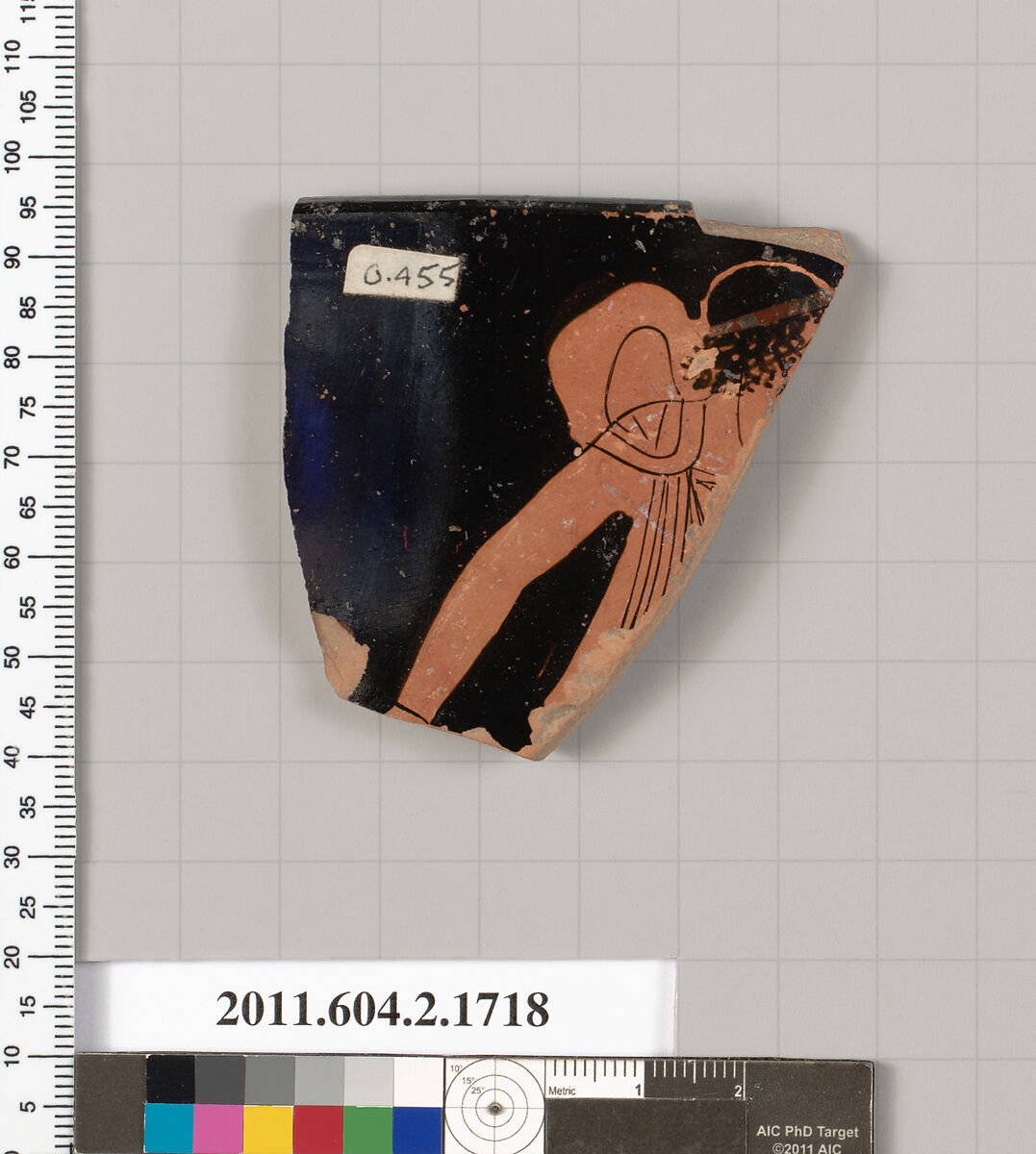 Terracotta rim fragment of a skyphos (deep drinking cup), Terracotta, Greek, Attic 